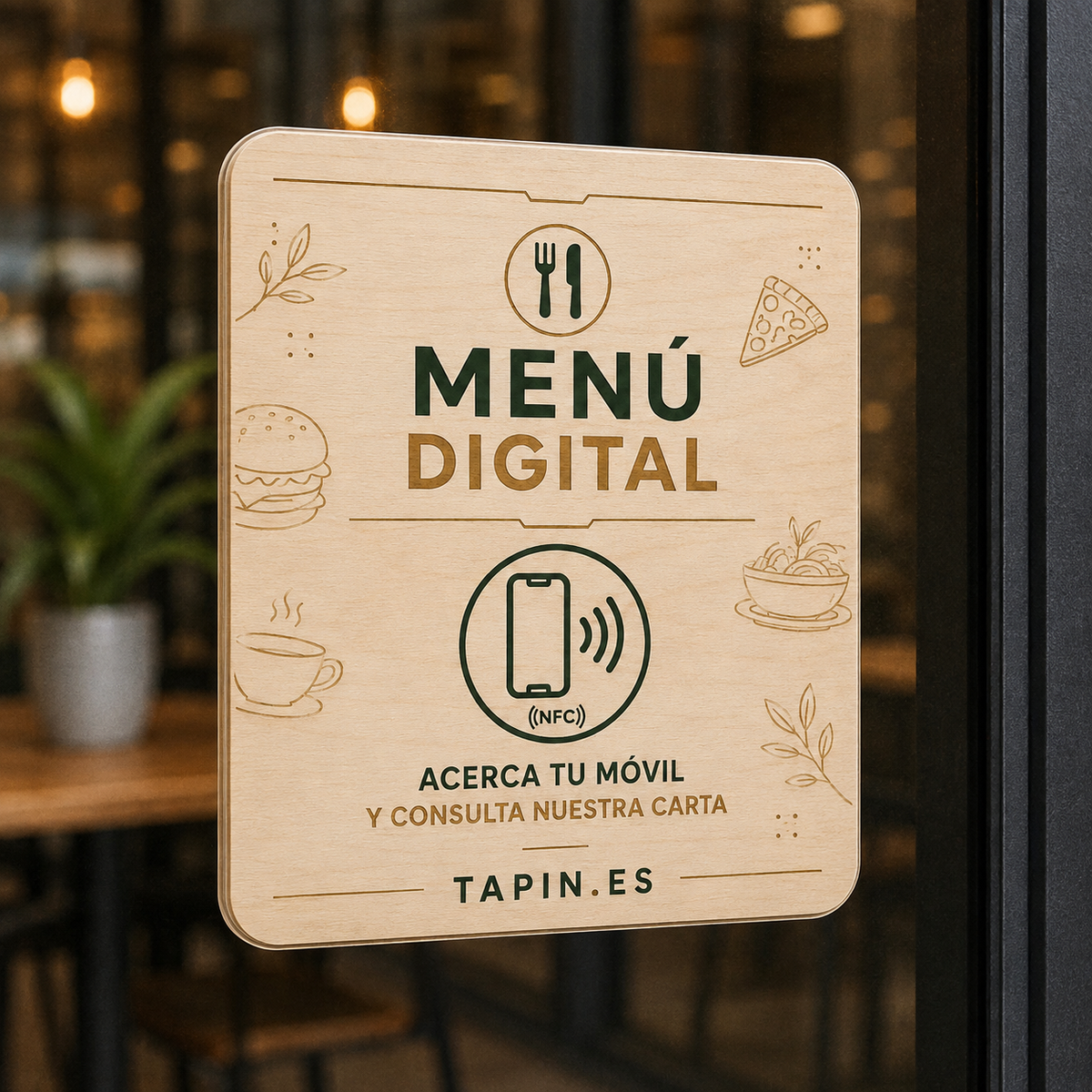 Placa NFC para Reseñas, Redes Sociales y Reservas