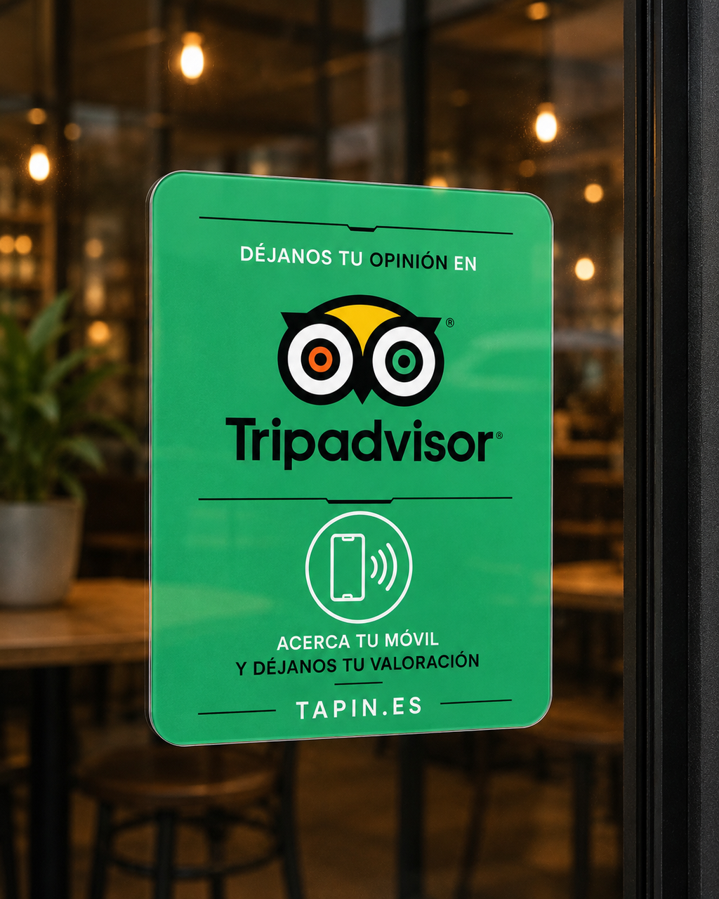 Placa NFC para Reseñas, Redes Sociales y Reservas