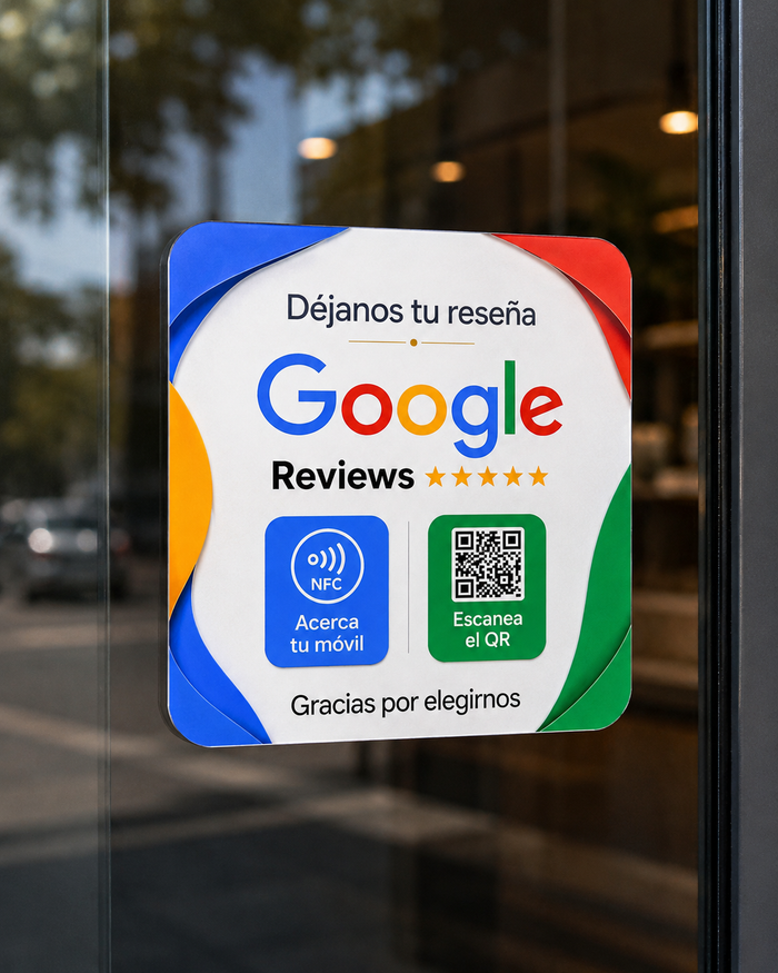 Placa NFC para Reseñas, Redes Sociales y Reservas