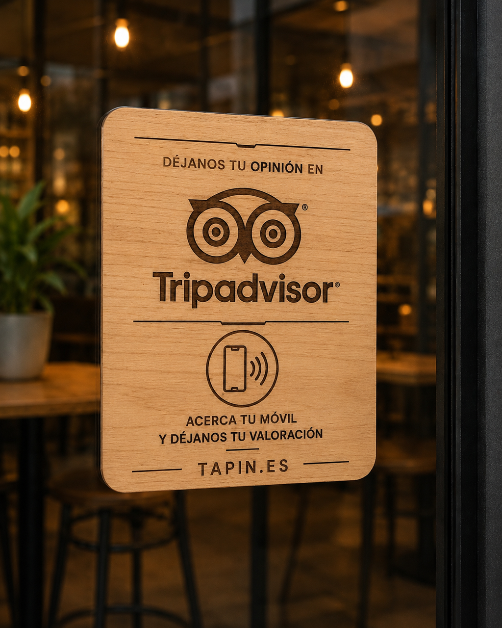 Placa NFC para Reseñas, Redes Sociales y Reservas