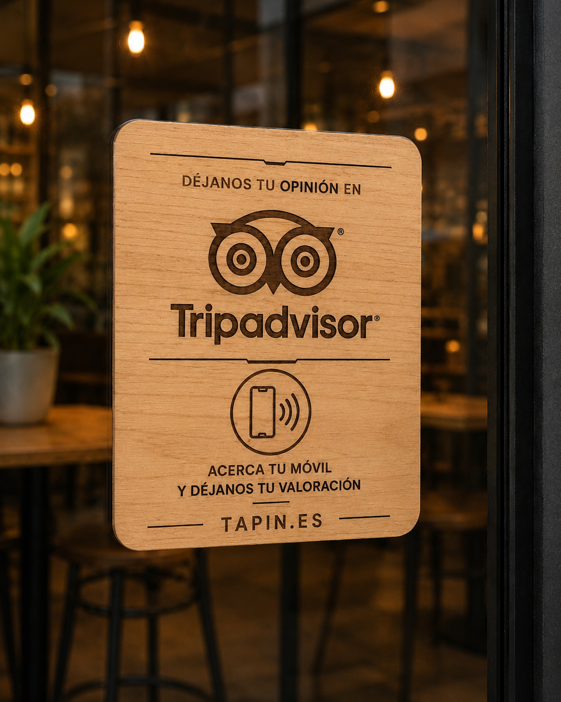 Placa NFC para Reseñas, Redes Sociales y Reservas